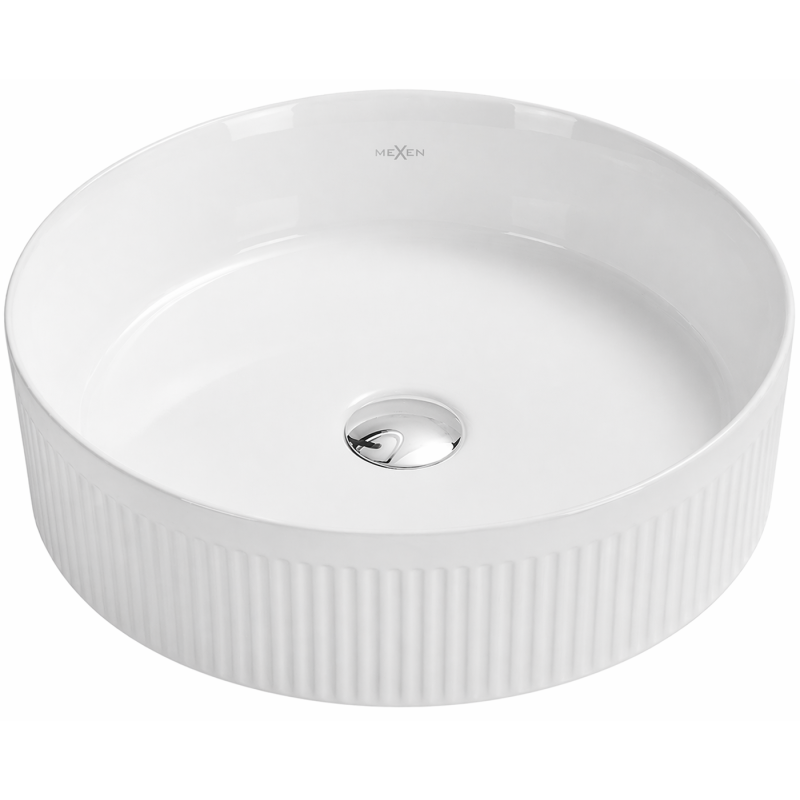 Mexen Grovo countertop sink fluted 35 x 35 cm, white - 22303500