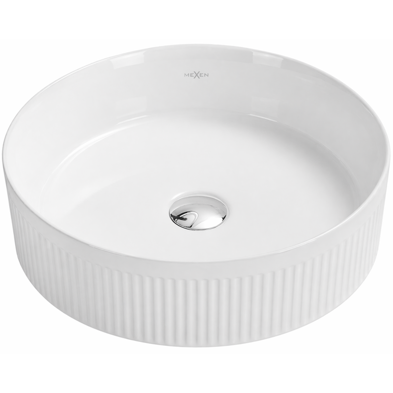 Mexen Grovo countertop ribbed washbasin 39 x 39 cm, white - 22303900