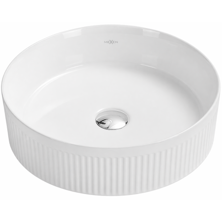 Mexen Grovo countertop ribbed washbasin 39 x 39 cm, white - 22303900