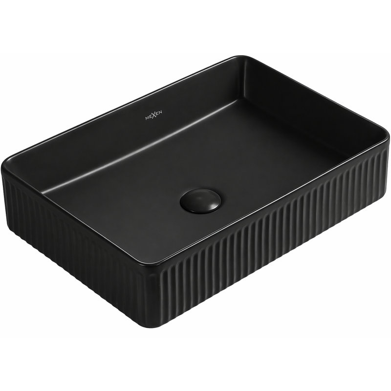 Mexen Grovo countertop washbasin fluted 51 x 37 cm, black matte - 22305185