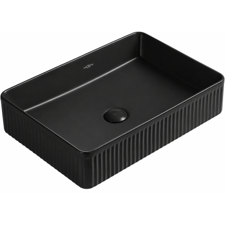 Mexen Grovo countertop washbasin fluted 51 x 37 cm, black matte - 22305185