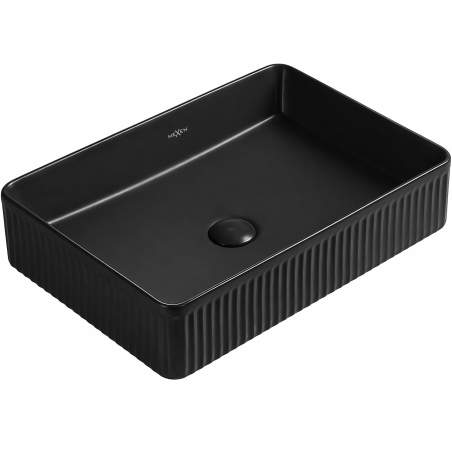Mexen Grovo countertop reeded basin 50 x 34 cm, black matte - 22305085
