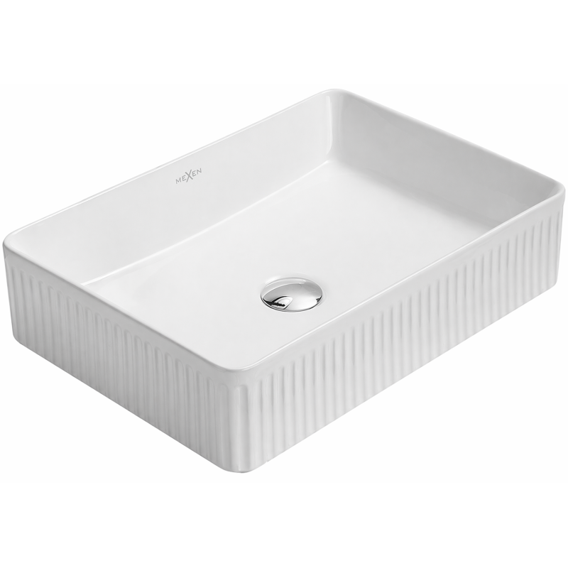 Mexen Grovo countertop washbasin fluted 51 x 37 cm, white - 22305100