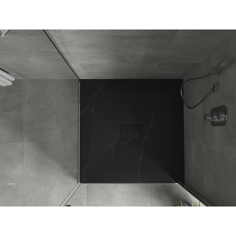 Mexen Hugo square shower tray SMC 100 x 100 cm, black stone - 42751010