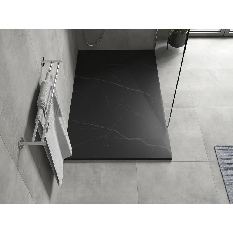 Mexen Hugo rectangular SMC shower tray 140 x 80 cm, black stone - 42758014