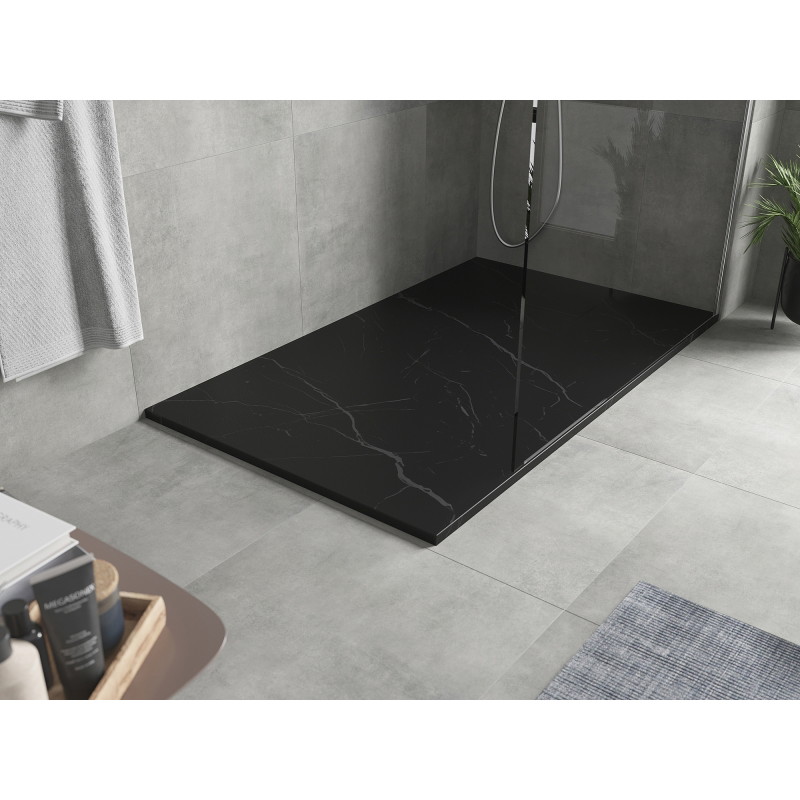 Mexen Hugo rectangular SMC shower tray 150 x 80 cm, black stone - 42758015