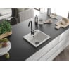 Mexen Milo 1-bowl granite sink with Telma kitchen faucet, white - 6505-20-670200-70