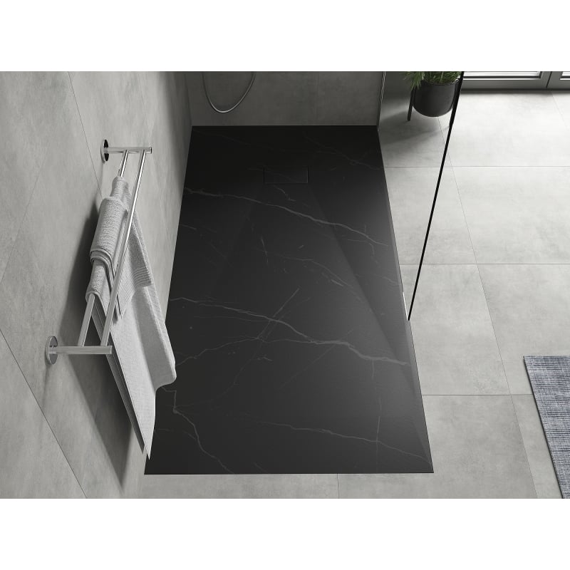 Mexen Hugo rectangular SMC shower tray 180 x 80 cm, black stone - 42758018