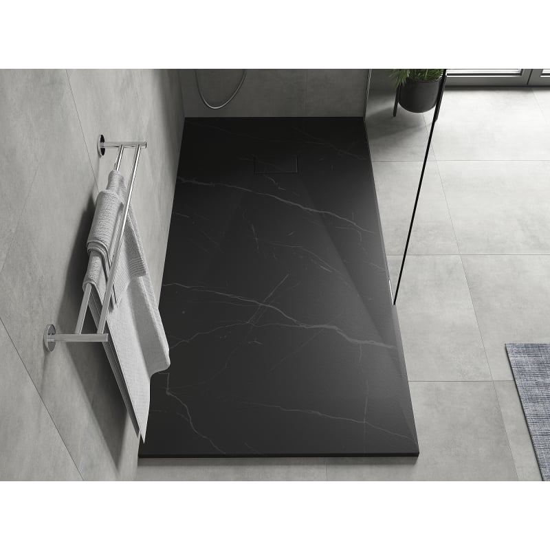Mexen Hugo rectangular SMC shower tray 180 x 80 cm, black stone - 42758018
