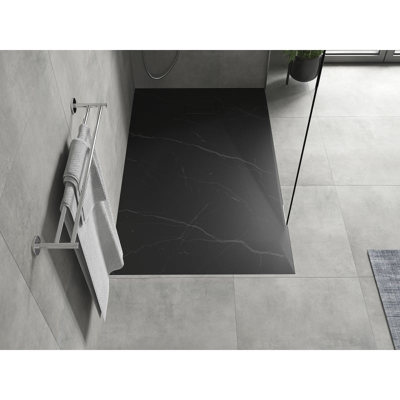 Mexen Hugo rectangular SMC shower tray 140 x 90 cm, black stone - 42759014