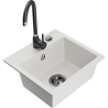 Mexen Milo 1-bowl granite sink with Telma kitchen faucet, white - 6505-20-670200-70