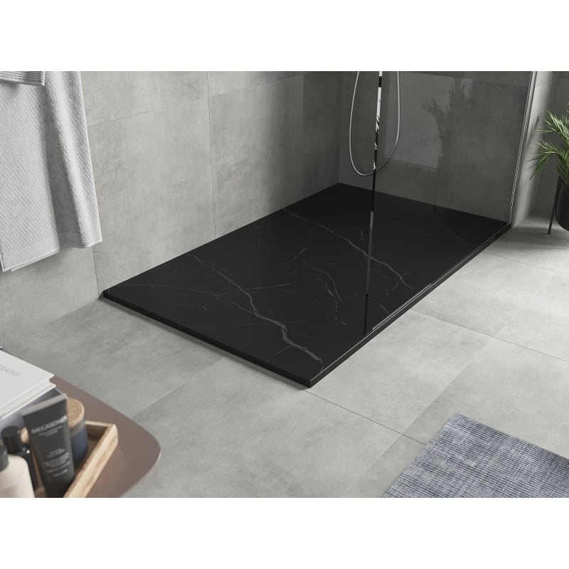 Mexen Hugo rectangular SMC shower tray 150 x 90 cm, black stone - 42759015