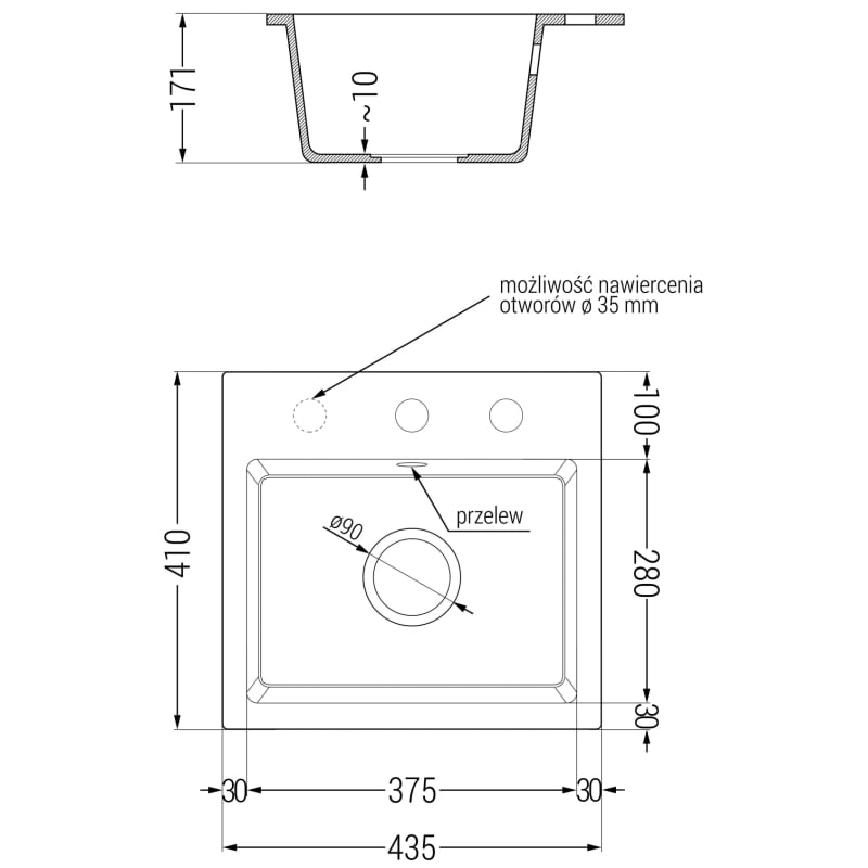 Mexen Milo granite kitchen sink 1-bowl with Telma kitchen faucet, beige - 6505-69-670200-00