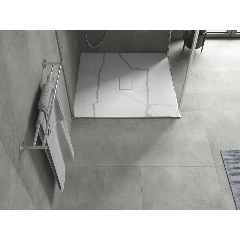 Mexen Hugo square shower tray SMC 100 x 100 cm, white stone - 42151010