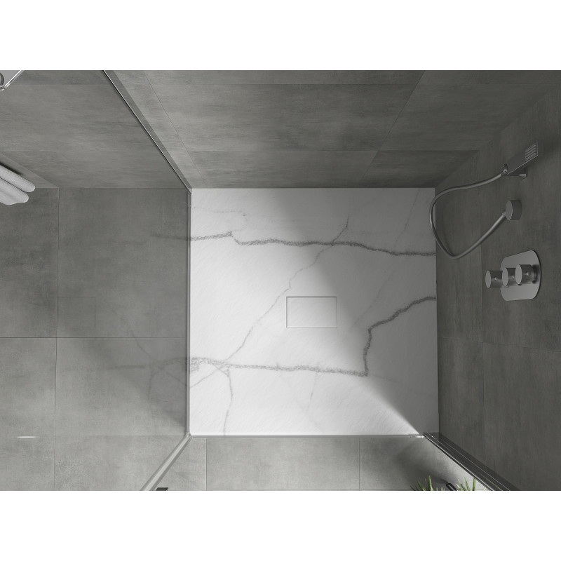 Mexen Hugo square shower tray SMC 100 x 100 cm, white stone - 42151010