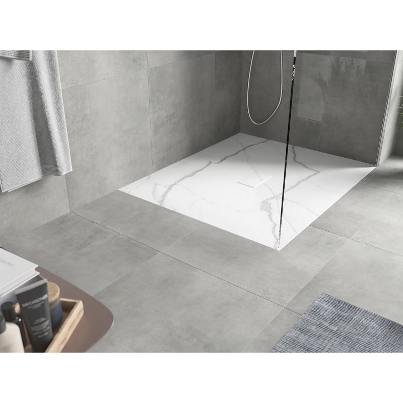 Mexen Hugo rectangular SMC shower tray 120 x 100 cm, white stone - 42151012