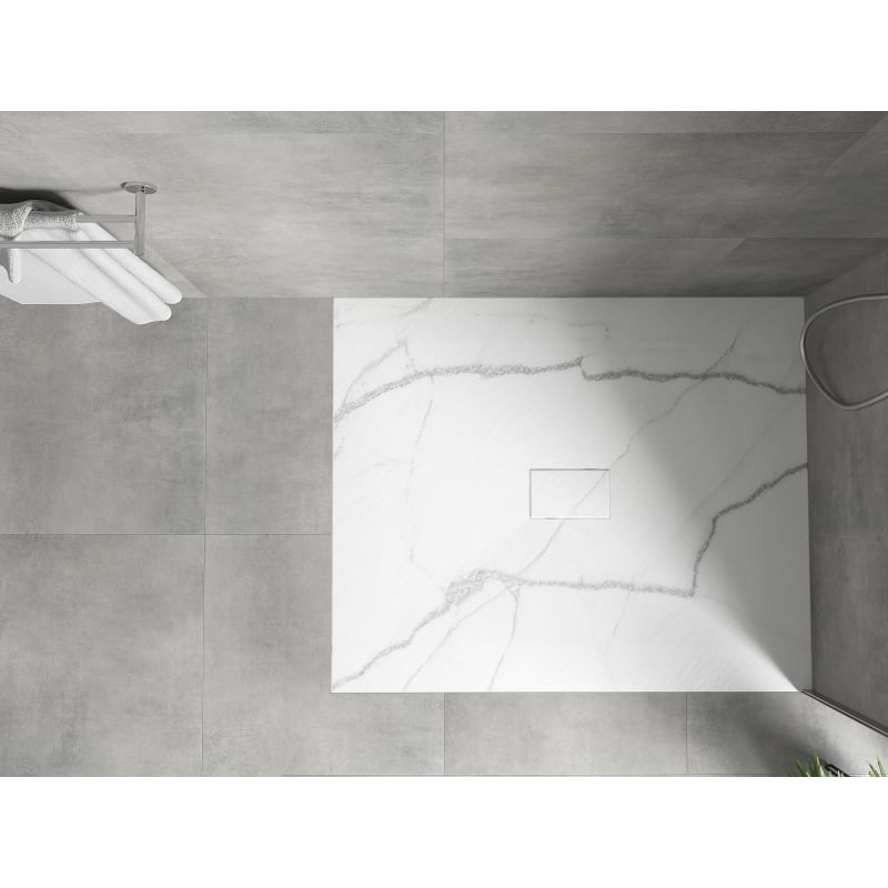Mexen Hugo rectangular SMC shower tray 120 x 100 cm, white stone - 42151012