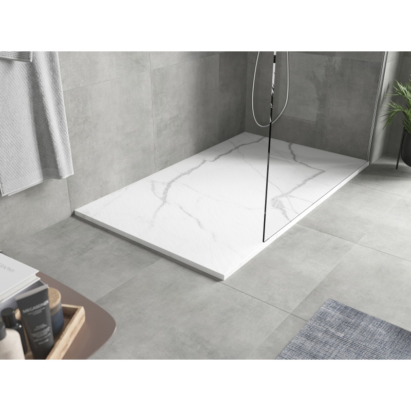 Mexen Hugo rectangular SMC shower tray 150 x 80 cm, white stone - 42158015