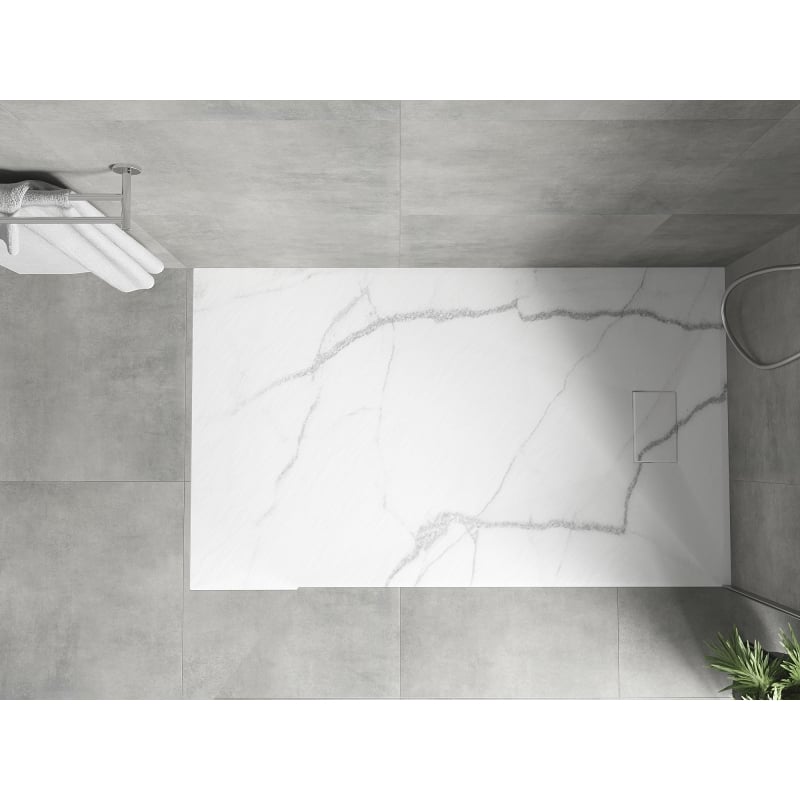 Mexen Hugo rectangular SMC shower base 160 x 90 cm, white stone - 42159016
