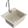 Mexen Milo 1-compartment granite sink with a kitchen mixer tap Telma, Beige - 6505-69-670200-00