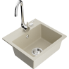 Mexen Milo Granite Sink 1-Bowl with Telma Kitchen Tap, Beige - 6505-69-670200-00