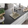 Mexen Milo granite kitchen sink single bowl with Telma kitchen tap, beige - 6505-69-670200-50