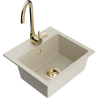 Mexen Milo 1-bowl granite sink with Telma kitchen faucet, beige - 6505-69-670200-50