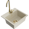 Mexen Milo granite kitchen sink single bowl with Telma kitchen tap, beige - 6505-69-670200-50