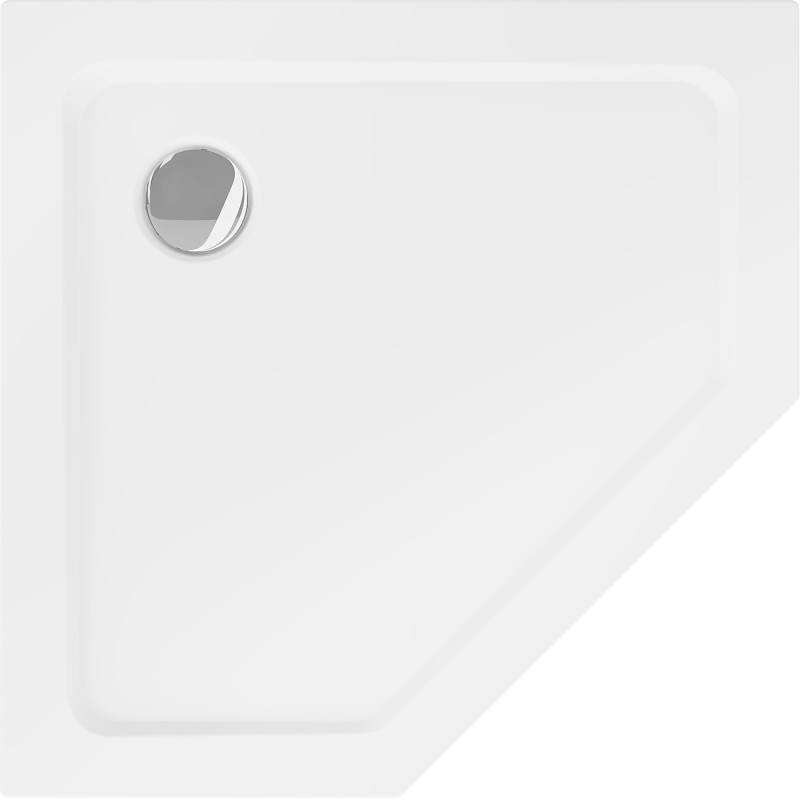 Mexen Flat pentagonal slim shower tray 80 x 80 cm, white, chrome siphon - 41P108080