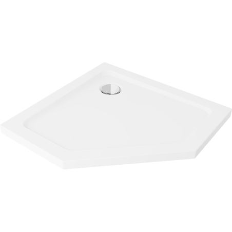 Mexen Flat pentagonal slim shower tray 80 x 80 cm, white, chrome siphon - 41P108080
