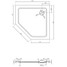 Mexen Flat pentagonal slim shower tray 80 x 80 cm, white, chrome siphon - 41P108080