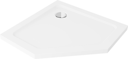 Mexen Flat pentagonal slim shower tray 90 x 90 cm, white, chrome siphon - 41P109090