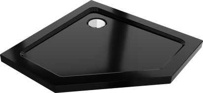 Mexen Flat slim pentagonal shower tray 80 x 80 cm, black, chrome siphon - 41P708080