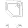 Mexen Flat slim pentagonal shower tray 80 x 80 cm, black, chrome siphon - 41P708080