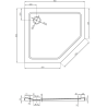 Mexen Flat pentagonal slim left shower base 90 x 80 cm, white, chrome siphon - 41P108090L