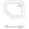 Mexen Flat slim pentagon shower tray right 100 x 80 cm, white, chrome siphon - 41P108010R