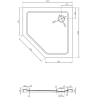 Mexen Flat pentagonal slim shower tray 100 x 100 cm, white, chrome siphon - 41P101010