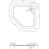 Mexen Flat pentagonal shower tray slim 90 x 90 cm, black, chrome siphon - 41P709090
