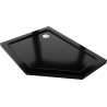 Mexen Flat pentagonal slim left shower tray 90 x 80 cm, black, chrome siphon - 41P708090L