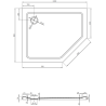 Mexen Flat pentagonal slim left shower tray 100 x 80 cm, black, chrome siphon - 41P708010L