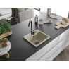 Mexen Milo 1-bowl granite sink with Telma kitchen faucet, beige - 6505-69-670200-70