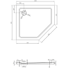 Mexen Flat pentagonal slim left shower tray 100 x 90 cm, black, chrome siphon - 41P709010L