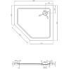 Mexen Flat pentagonal slim shower base right 100 x 90 cm, black, chrome siphon - 41P709010R