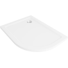 Mexen Flat slim left semi-circular shower tray 90 x 80 cm, white, chrome siphon - 41108090L