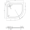 Mexen Flat semi-circular slim shower tray left 90 x 80 cm, white, chrome siphon - 41108090L