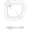 Mexen Flat slim left semi-circular shower tray 90 x 80 cm, white, chrome siphon - 41108090L