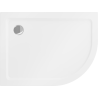 Mexen Flat semi-circular slim left shower tray 100 x 80 cm, white, chrome siphon - 41108010L
