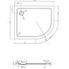 Mexen Flat slim left semi-circular shower tray 100 x 80 cm, white, chrome siphon - 41108010L