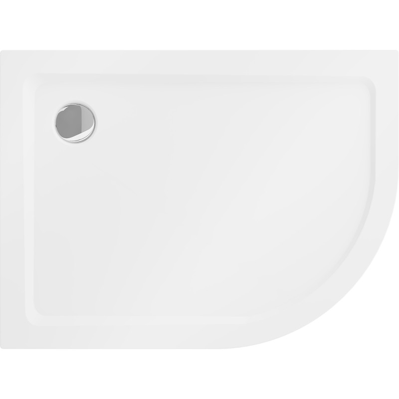 Mexen Flat semi-circular slim shower tray left 120 x 80 cm, white, chrome siphon - 41108012L