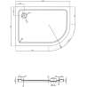 Mexen Flat semi-circular slim shower tray left 120 x 80 cm, white, chrome siphon - 41108012L